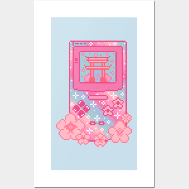 Cherry Blossom Handheld Pixel Art Wall Art by AlleenasPixels